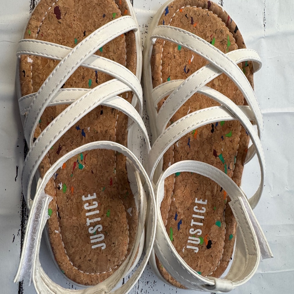 Justice Cream Cork Kids Sandals